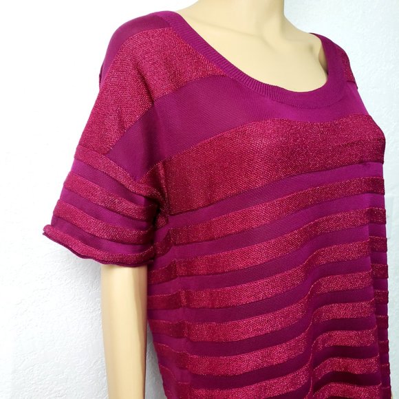 Burberry Brit Metallic Stripe Short Sleeve Sweater - Picture 2 of 6